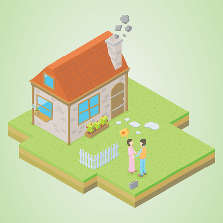 couple in front of his houseのイラスト素材