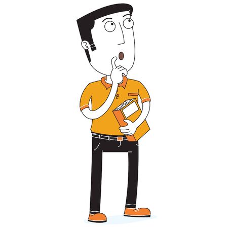 man standing and hold a bookのイラスト素材