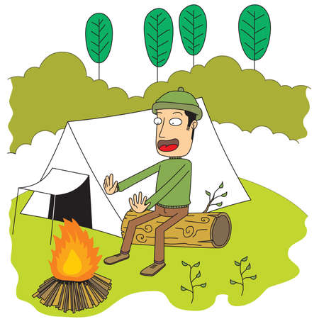 Man doing camp aloneのイラスト素材