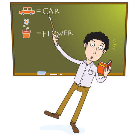 teacher explaining lesson by using a bookのイラスト素材