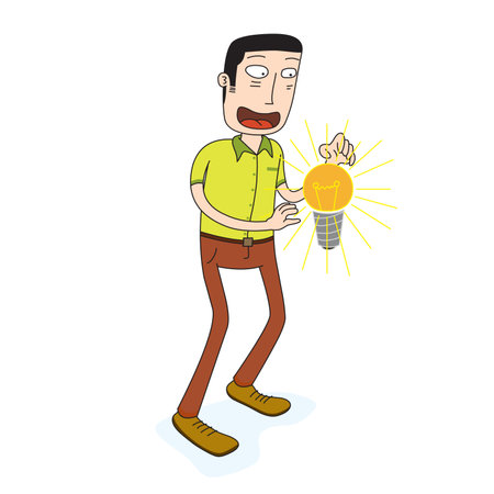 concept of a man finds a precious ideaのイラスト素材