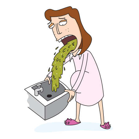 pregnant woman vomitting too muchのイラスト素材