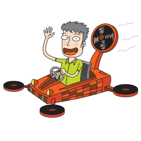 happy man driving droneのイラスト素材