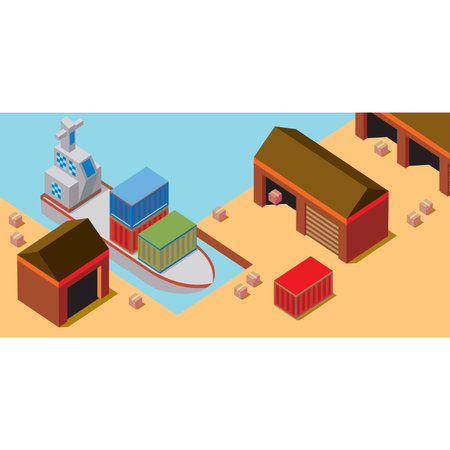 Isometric Shipping Harbor Company