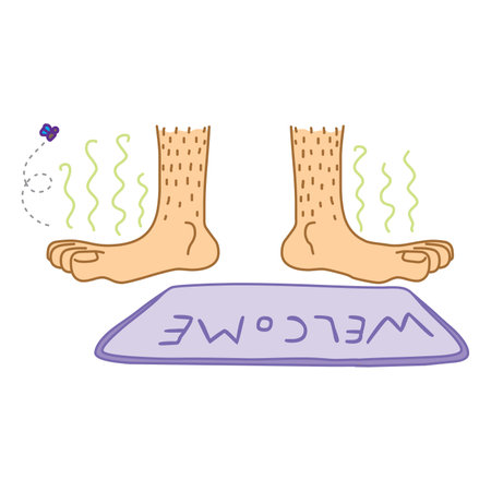 guest with dirty smelly footのイラスト素材