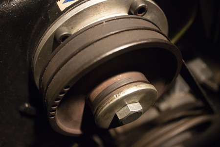 Pulley with two straps of strap transmission of compressorの写真素材