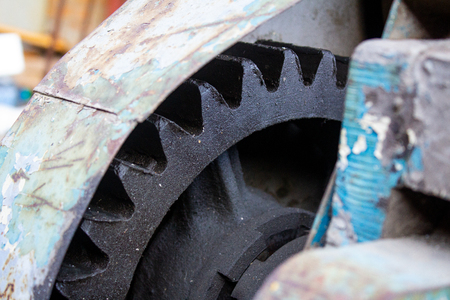 Cog-wheel of old ferruginous ferrous mechanismの写真素材