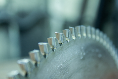 ends of points of disk saw on a circulation equipmentの写真素材
