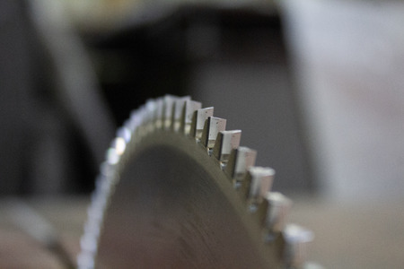 ends of points of disk saw on a circulation equipmentの写真素材