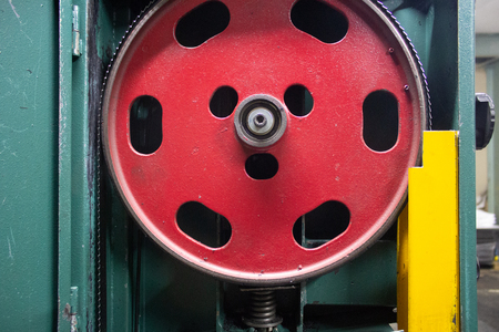 fly-wheel with linen of band saw in a detachable machine-toolの写真素材