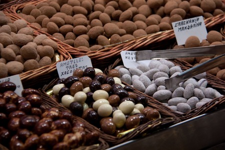 Sweets at the market place. various sweets.の写真素材
