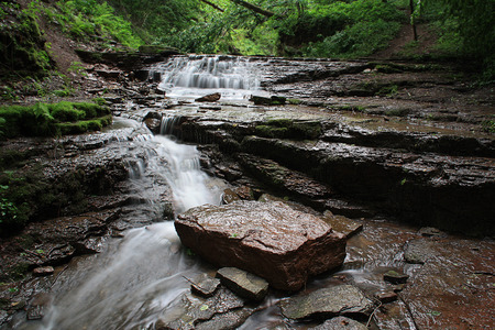 Autumn river with stonesの写真素材