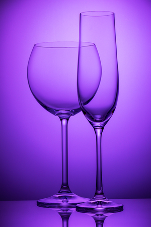 Two wineglasses on purpleの写真素材