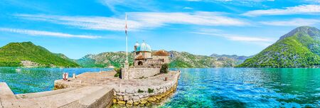 Panoramic view on church of Our Lady of the Rocks, Perastの写真素材