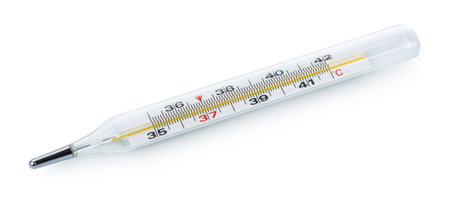 Mercury thermometer isolated on a white