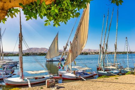 Sailboats in Luxorの写真素材