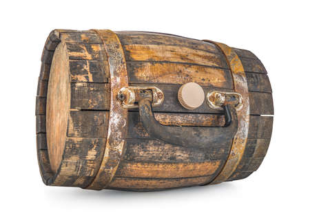 Wooden cask with handleの写真素材