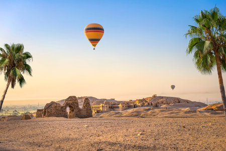 Air balloon in desertの写真素材
