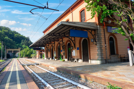 Railway station in Varennaの写真素材