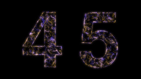 Numbers made out of glowing lines. 3D Rendering.