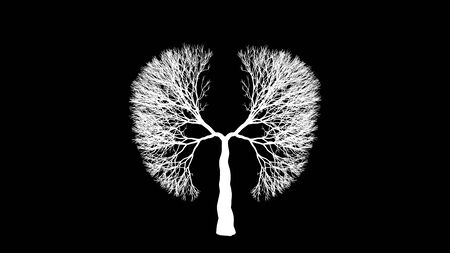 Lungs of the Earth. Tree in the shape of Lungs. Eco Concept. Save the World. 3D rendering.の写真素材