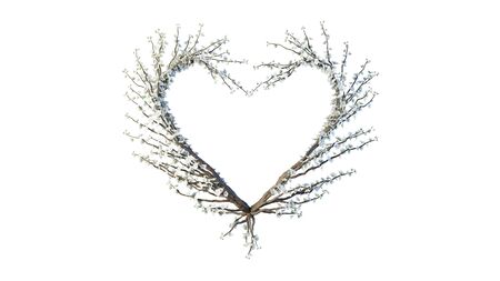 Heart shape made out of flowers. 3D rendering.の写真素材