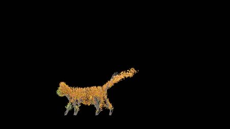 Growing Tree in a shape of a cat. Eco Concept. 3D rendering.の写真素材