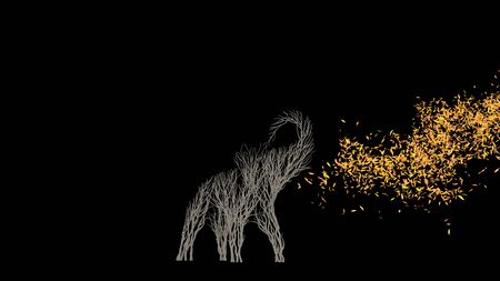 Growing Tree in a shape of a elephant. Eco Concept. 3D rendering.の写真素材