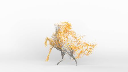 Growing Tree in a shape of Horse. Eco Concept. 3D renderingの写真素材