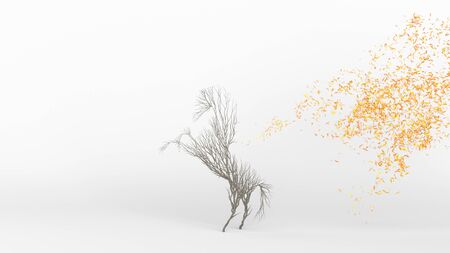 Growing Tree in a shape of Horse. Eco Concept. 3D rendering.の写真素材