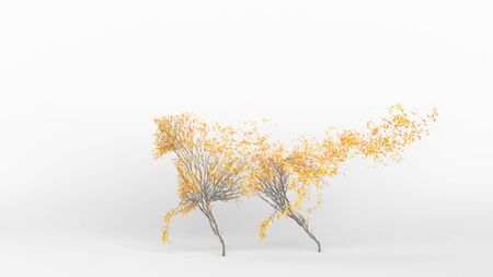Growing Tree in a shape of Horse. Eco Concept. 3D rendering.の写真素材