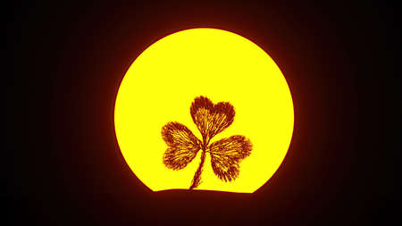 Growing Tree in a shape of Clover. Eco Concept. St. Patrick's day. 3D rendering.の写真素材