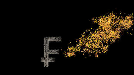 Growing Tree in a shape of a franc sign. 3D rendering.の写真素材