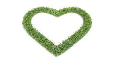 Grass forming heart shape. 3D rendering.の写真素材