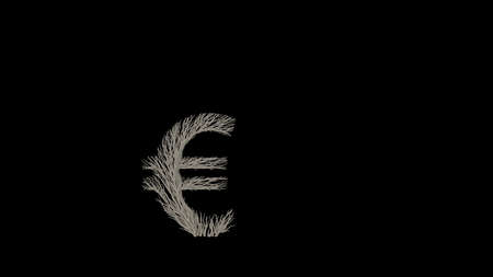 Growing Tree in a shape of a euro sign. 3D rendering.の写真素材