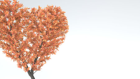 Growing Tree in a shape of Heart. 3D rendering.
