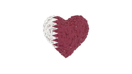 Qatar National Day. December 18. Heart shape made out of flowers on white background. 3D rendering.の写真素材