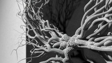 Tree concept. Black and white background. 3D rendering.
