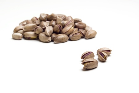 pistachios on white backgroundの写真素材