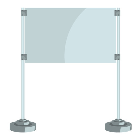 Illustration of a glass screen with metal racks, flat and solid color design vector. Ready empty display mock up for your designのイラスト素材