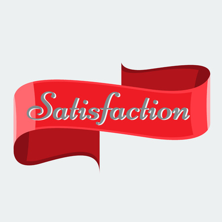 Illustrated Red glossy ribbon vector banner with solid flat color for your title. No gradientのイラスト素材