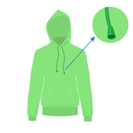 Hooded sweater. Vector Hoodie with solid and flat color design. Light green Sweater for fashion concept infographic.のイラスト素材
