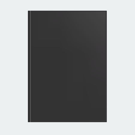 Mockup of blank black book cover. Realistic Textbook, booklet, notepad or notebook for your design and brandingのイラスト素材