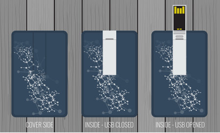 USB flash card template for corporate identity with flat color style.