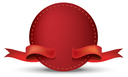 Red circle. Red fabric ribbon or banner on it with nice shadowのイラスト素材