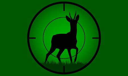 Illustrated Deer buck on full moon badge target on focusのイラスト素材