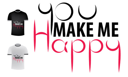 You make me happy. Inspirational quote isolated on white background, brush typography for poster, t-shirt or card. Vector calligraphy art.のイラスト素材