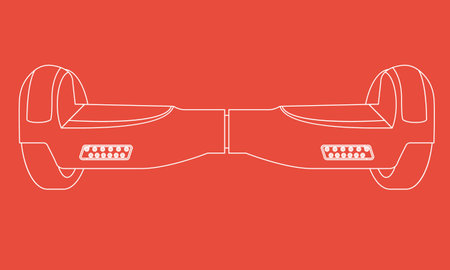 Red Electric two Wheels Balance Board. Hoverboard or Self-balancing board with modern thin line...