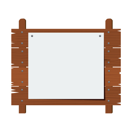 Wooden sign isolated on white background. Flat color style design vector illustrationのイラスト素材