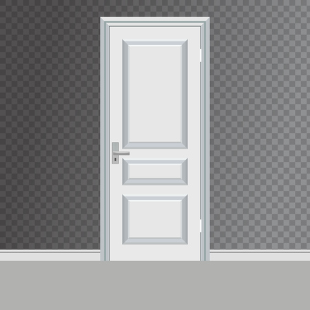 Closed white entrance door vector illustration. Flat color style designのイラスト素材